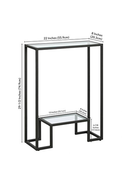 genric OneDCor Modern Console Table – Pre-Assembled, Tempered Glass Shelves & Gold Metal Frame (Black)