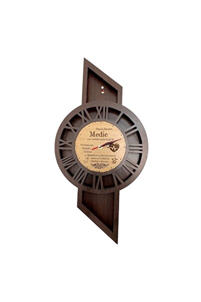 OEM Wall clock, blank with brown dial, personalized gift for Doctor, 60x30 cm, wenge
