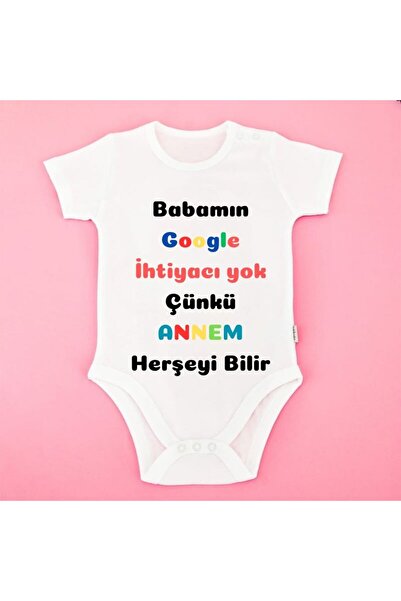 Çılgıntrend Funny Saying Mother-Themed Baby Bodysuit – “My Dad Doesn'T Need G...