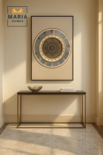 MARIA HOMES 3D Mandala Wall Art – Luxury Round Decorative Panel in Gold and Silver 120×80 cm