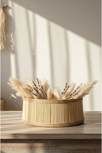 DEKOLOBİ Bambu Sepet Organizer / Hasır Büyük Boy Dekoratif
