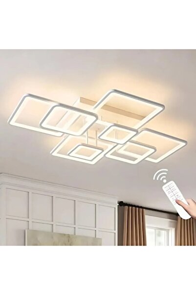 OEM ELLA 203W LED Chandelier with Remote, 8 Squares, Cold/Neutral/Warm, Dimmable, White