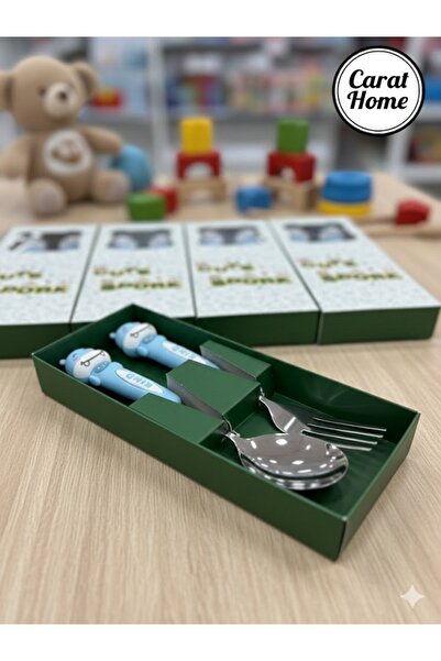 Tasarım Evi Ultra Lüks Paslanmaz Çoçuk Mama Kaşık ve Çatal Seti