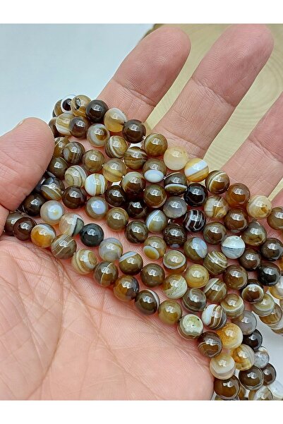 Yasamtohumu Seri de piatră de agat colorat caramel 8 mm – Bijuterii și mărgel...