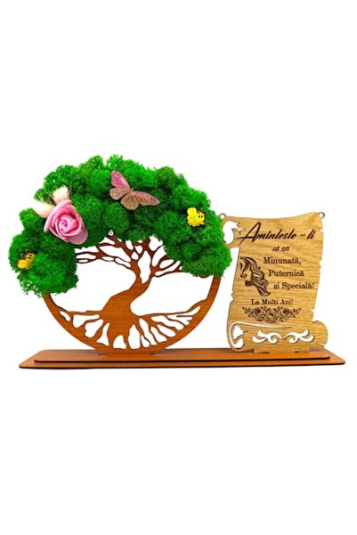 OEM Tablou Copacul Vieții cu licheni stabilizați, cadou personalizat, 30x18 c...