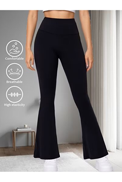 CRNSSWİMWEAR High Waist Shaping / Sculpting Inner Thighs Not Visible I Flared Black Leggings