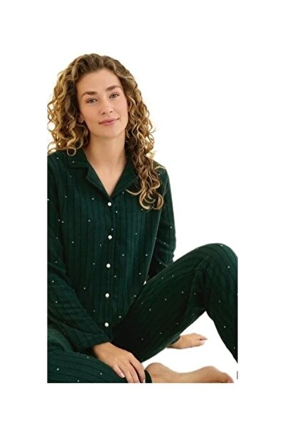 bipamuk Serel Collection Women's Pajama Set Warm Soft Textured Long Sleeve Comfort