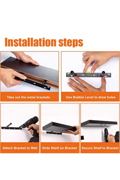 Fs Black wooden wall shelf, 80cm x 23cm