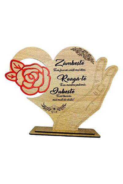 OEM Decorațiune cu inimă și trandafir, personalizată cu mesaj standard pentru...