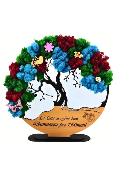 OEM Tablou personalizat cu mușchi stabilizat - Copacul vieții cu mesaj laser,...