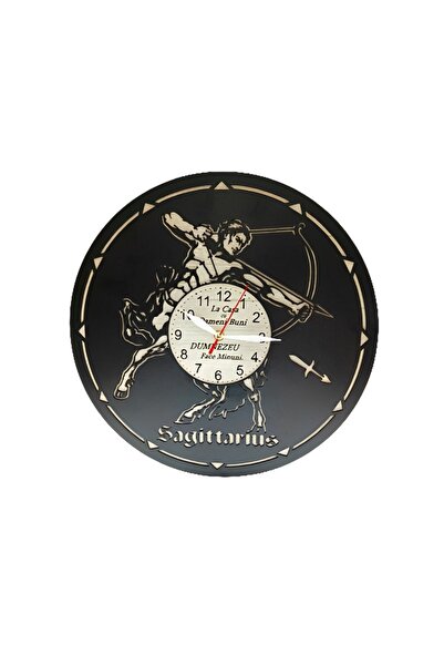 OEM Decorative Zodiac wall clock, double-layer MDF, personalized for Sagittarius, 38 cm, Black