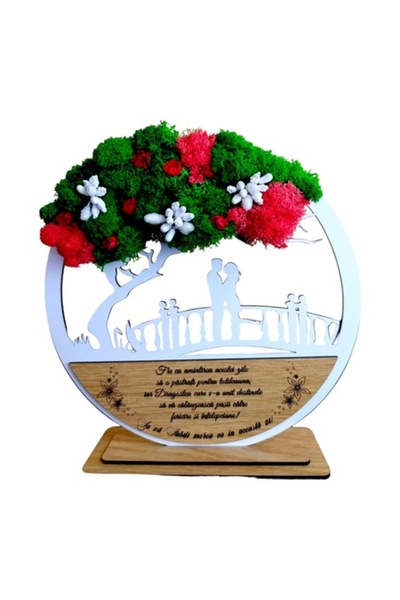 OEM Placă personalizată „Arborele Vieții” cu mesaj standard, licheni stabiliz...