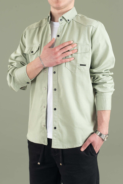 bombe Men's Slim Fit Denim Shirt