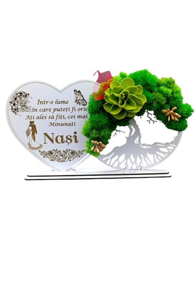 OEM Decorațiune Copacul Vieții cu bază și inimă, cadou personalizat pentru na...