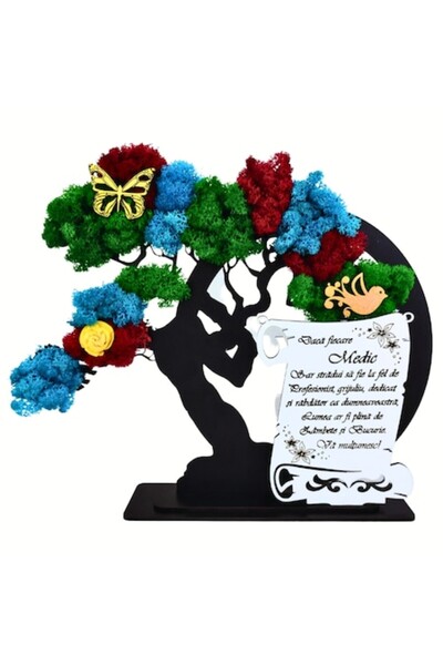 OEM Bonsai Frame with Stabilized Moss, Personalized for Doctor, Laser-engraved Message, 30x24 cm