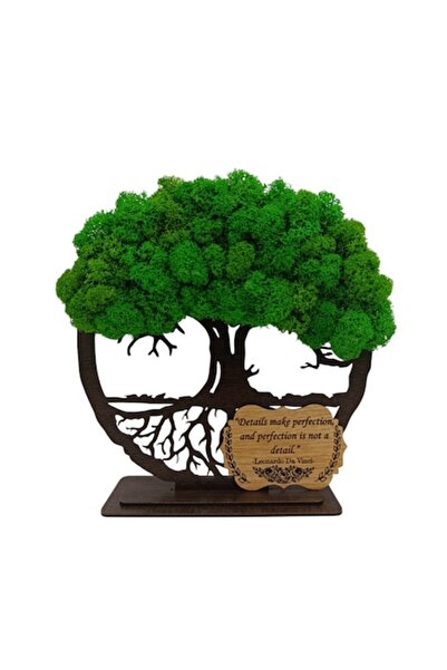 OEM Cadou personalizat - Copacul Vieții cu licheni stabilizați și placă (wenge, 20 cm)