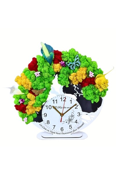 OEM Ceas cu licheni stabilizati, cadran alb, mesaj pentru NASi, 30 cm