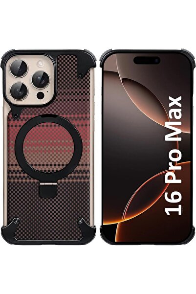 Margoun جراب iPhone 16 Pro Max — حامل معدني دوار 360 درجة، مصنوع من ألياف الك...