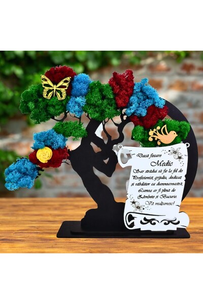 OEM Bonsai Frame with Stabilized Moss, Personalized for Doctor, Laser-engraved Message, 30x24 cm