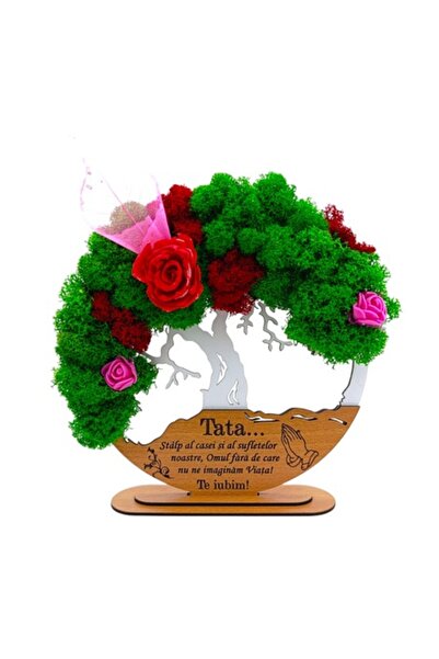 OEM Tree of Life Frame with Stabilized Lichens, Personalized 'Tata', 20cm, White