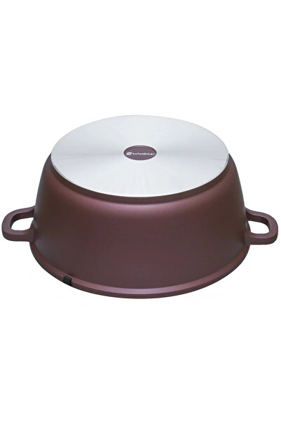 OEM Schmitter pot with lid - Cast Al ceramic saucepan, professional cooking pot, 20 cm, 2.5 L, grey brown