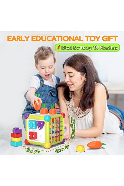 Soofam 6-in-1 Montessori Shape Sorting Activity Cube for 12+ Months