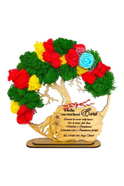 OEM Decorațiune murală Copacul Vieții cu licheni stabilizați și flori decorat...