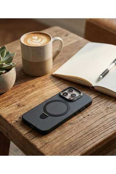 SELVİ İphone 14 pro magsafeli kendinden stadlı karbon kılıf