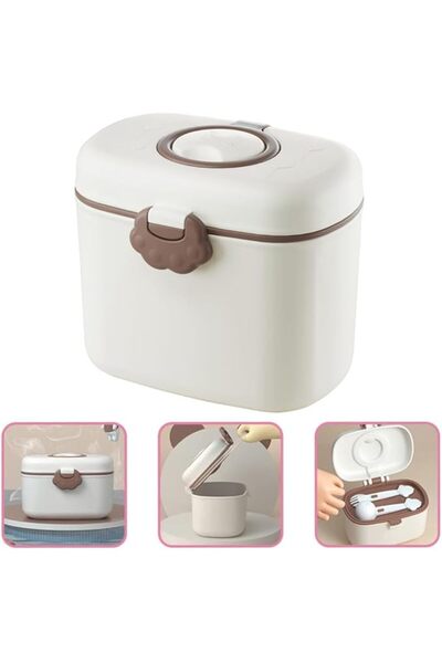 Goodern موزع مسحوق الحليب سعة 550 مل مع مغرفة وشوكة، لتخزين طعام الأطفال المح...