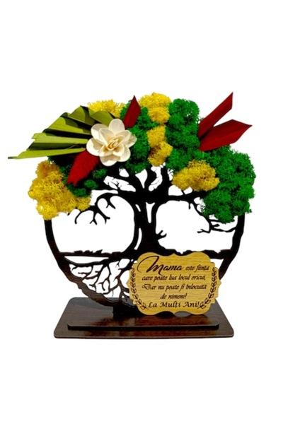 OEM Personalized 'Tree of Life' wall art with standard message for mother, stabilized moss, 18 cm, model