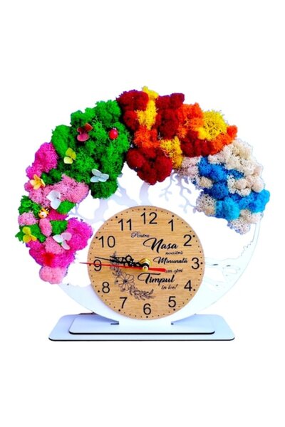 OEM Ceas decorativ „Pomul Vieții”, personalizat pentru nași, alb, model 2, 25 cm