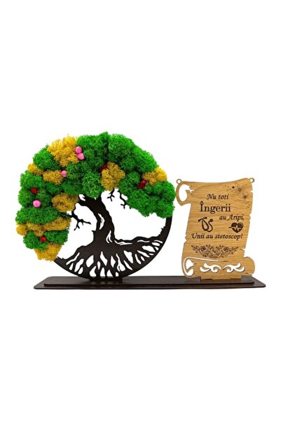 OEM Tablou Copacul Vieții cu licheni stabilizați, mesaj personalizat „Doctori...