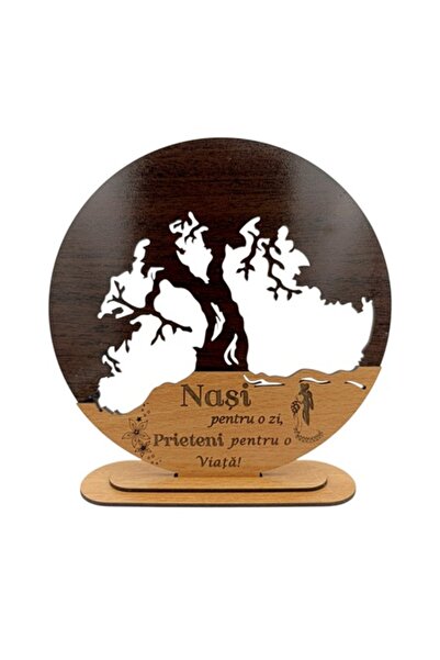 OEM Decorațiune inimă Copacul Vieții, personalizată pentru „Nași”, model 3, b...