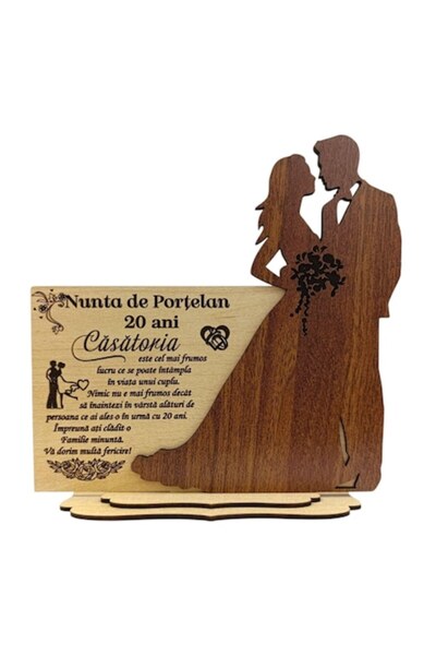 OEM Cadou personalizat – Decorațiune din lemn cu siluetă de mire și mireasă p...
