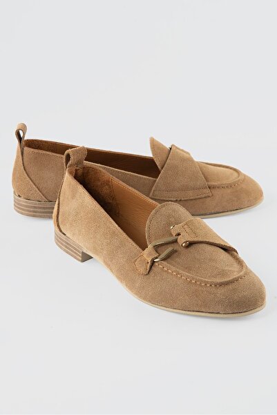 Mubiano حذاء باليرينا نسائي من الجلد الطبيعي بلون ذهبي مع إكسسوارات من فرو ال...