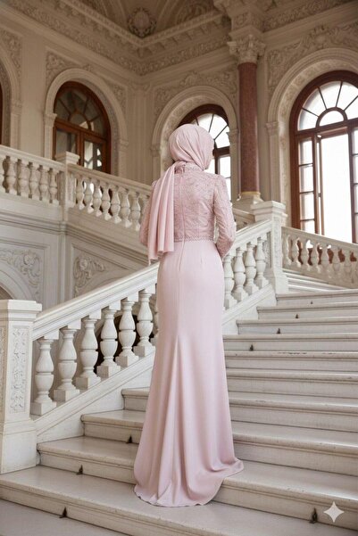 Kenzel Embroidered Long Sleeve Hijab Evening Dress