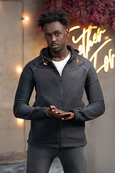 FBI Slimfit Hooded Side Pocket Zippered Sports Fleece Cardigan