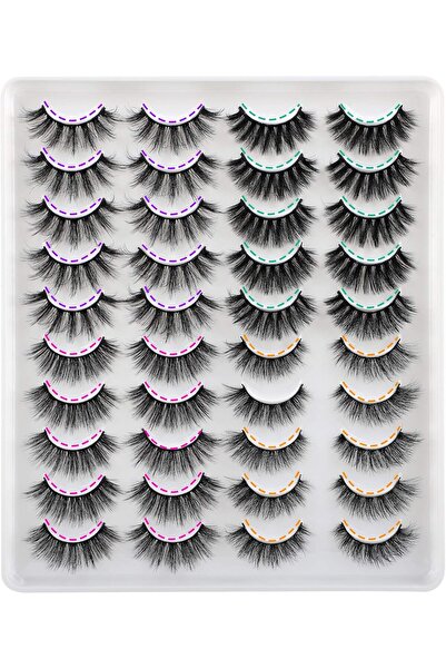 FANXITON 20 زوجًا من الرموش الصناعية، 4 أنماط، رموش منك صناعية كثيفة ثلاثية الأبعاد