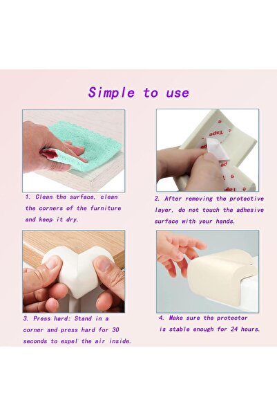 Duomama Furniture Corner Protectors for Kids — Pre-applied Adhesive White Corner Guards, 12 Pack