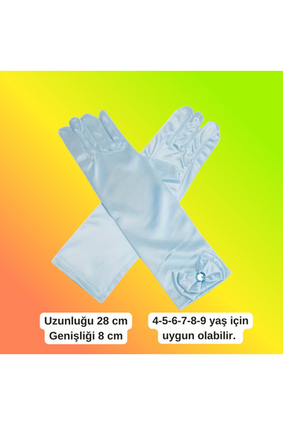 darko Mavi Prenses Eldiven Kız Çocuk Parti Doğumgünü Eldiveni Kız Çocuğu Eldi...