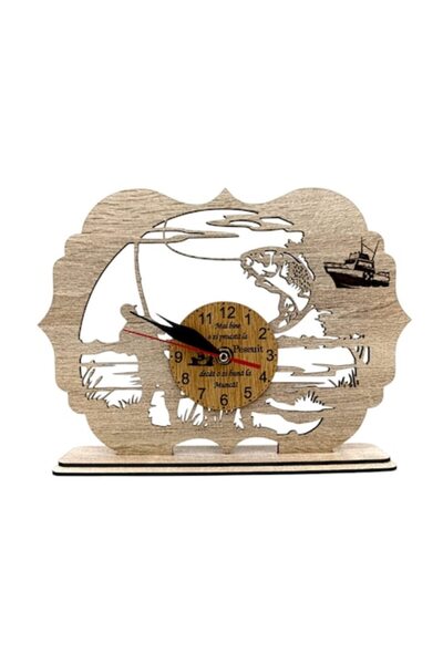 OEM Ceas pentru pescari, cadou personalizat, 28x20 cm, cadran maro