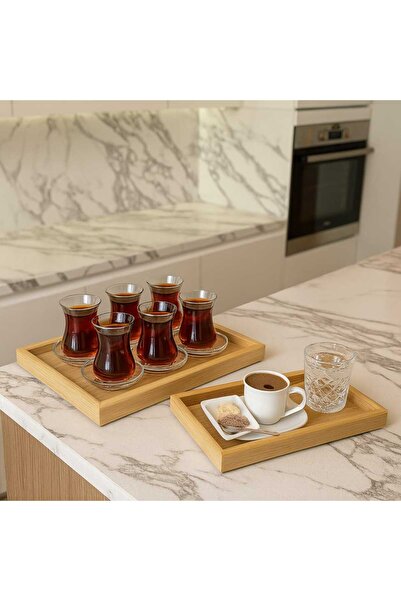 Funny Life 2'li Lüx Ahşap Tepsi Seti (30 x 40) & (20 x 30)