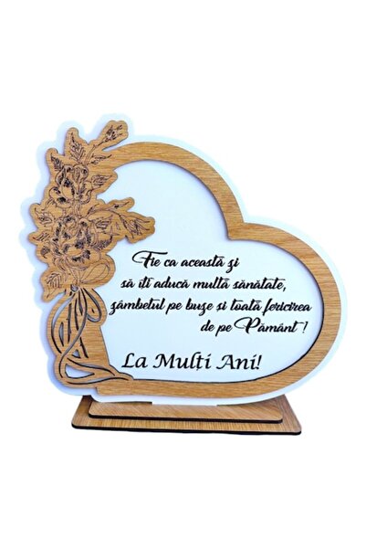OEM Placă decorativă personalizată în formă de inimă cu mesaj standard pentru aniversare, bază din lemn, albă, 22x20cm
