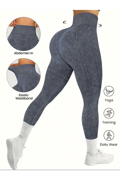 CEDAN سروال يوجا عالي الخصر، سروال تمارين رياضية بلون واحد، يوجا، الجري، اللياقة البدنية في صالة الألعاب الرياضية