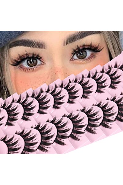 FANXITON رموش مانجا الصناعية، 10 أزواج، 16 مم، شائكة، 8D، من فرو المنك الصناعي