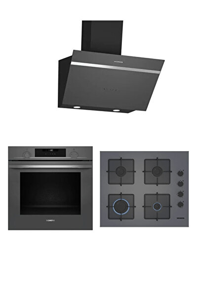 Siemens Yeni HU736AEN0T EO6C8PP300(60 CM) OCAK LC66KPJ70T GRİ ANKASTRE SET