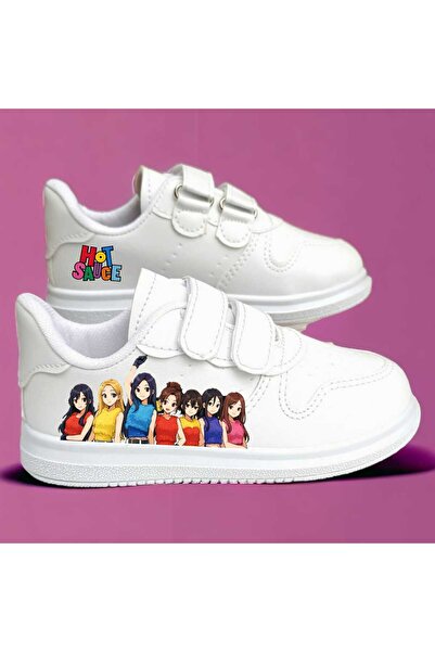 lias desing Baby Monester Printed White Tape Children's Sports Shoes Sneaker