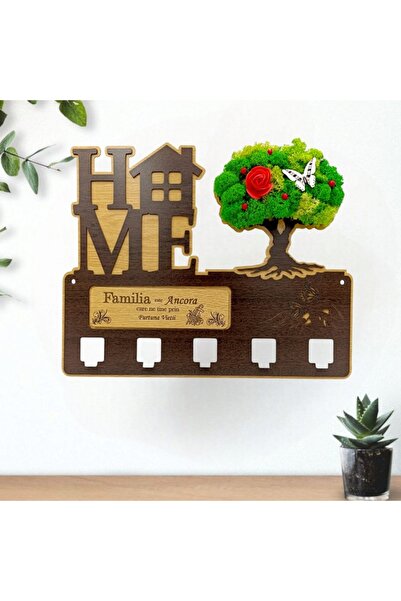 OEM Personalized wall hanger with stabilized lichens and message, 40x30 cm