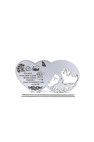 OEM Decorațiune personalizată cu inimă „Copacul Vieții” pentru nașă, albă, 30...