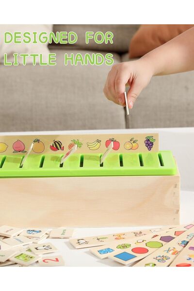 Generic Wooden Montessori Sorting and Stacking Educational Toy - 8 Boards & 80 Cubes